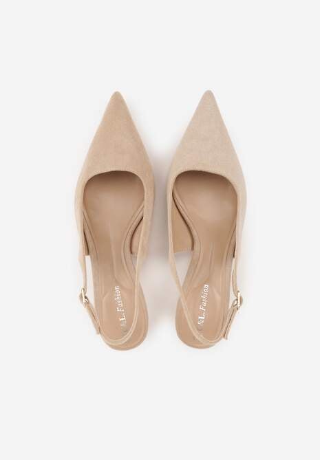 Ciemnobeżowe Sandały Slingback na Szpilce Kaczuszce Vetilia 6