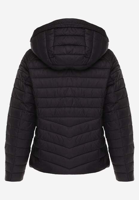 Czarna Przejściowa Kurtka Pikowana z Kapturem z Możliwością Odpięcia Pretiga 7