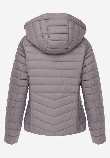 Szara Przejściowa Kurtka Pikowana z Kapturem z Możliwością Odpięcia Pretiga 7