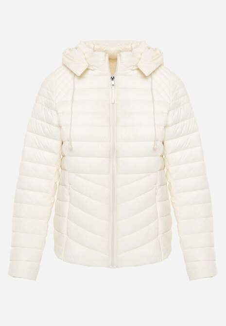 Jasnobeżowa Przejściowa Kurtka Pikowana z Kapturem z Możliwością Odpięcia Pretiga 6
