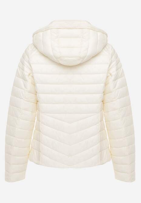 Jasnobeżowa Przejściowa Kurtka Pikowana z Kapturem z Możliwością Odpięcia Pretiga 7