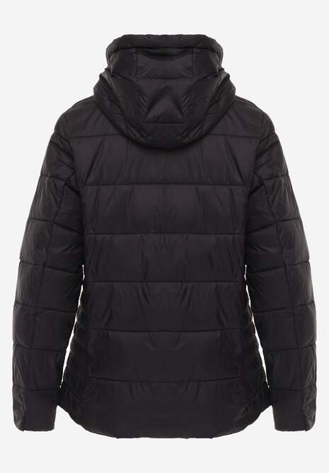 Czarna Pikowana Kurtka Przejściowa z Kapturem Learithra 7