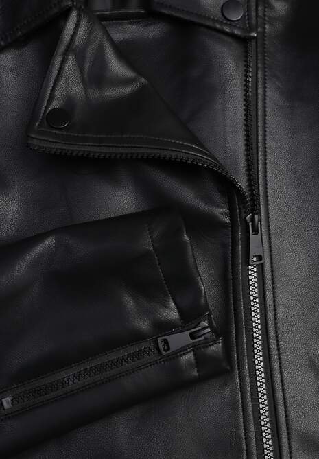 Czarna Taliowana Kurtka Ramoneska z Suwakami na Mankietach Leanelora 6