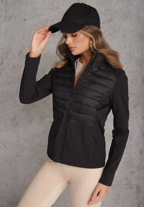 Czarna Przejściowa Kurtka z Pikowaniem i Elastycznymi Rękawami Salisia 4