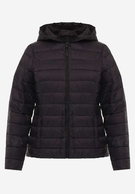Czarna Pikowana Kurtka Przejściowa z Kapturem Pretirra 6