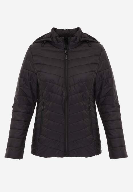Czarna Kurtka Przejściowa z Pikowaniem i Odpinanym Kapturem Edielitia 6