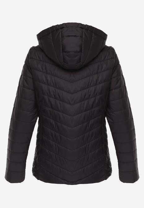 Czarna Kurtka Przejściowa z Pikowaniem i Odpinanym Kapturem Edielitia 7