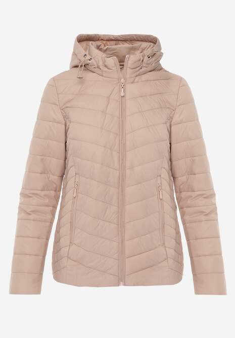 Beżowa Kurtka Przejściowa z Pikowaniem i Odpinanym Kapturem Edielitia 6