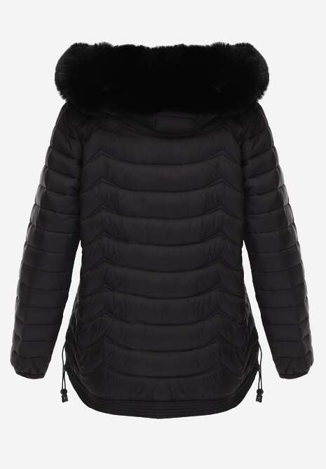 Czarna Przejściowa Kurtka z Pikowaniem Bocznymi Ściągaczami i Kapturem Fezizia 7