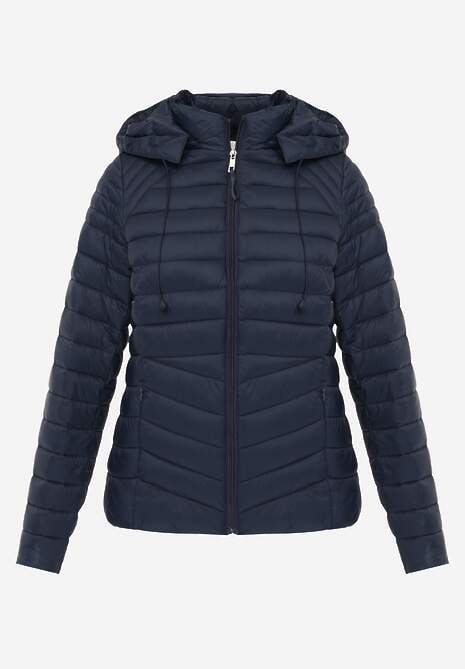 Granatowa Przejściowa Kurtka Pikowana z Kapturem z Możliwością Odpięcia Pretiga 6