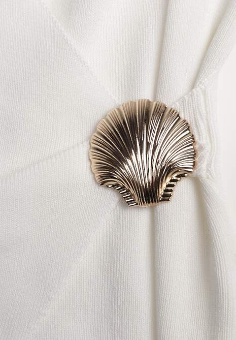 Biała Kopertowa Bluzka z Wiskozą Ozdobiona Metaliczną Aplikacją Sanadra 6