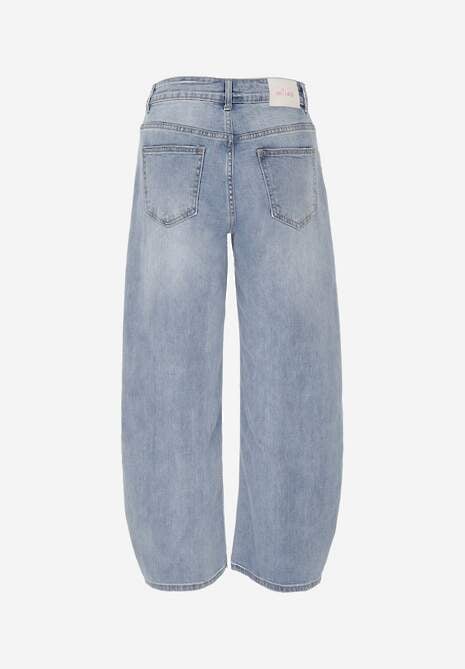 Niebieskie Asymetryczne Jeansy Balloon z Bawełny z Przetarciami i Dziurami Nedissa 7