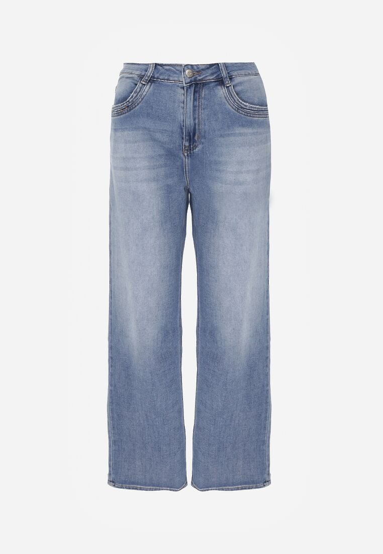 Niebieskie Jeansy High Waist Wide Leg z Bawełną i Domieszką Wiskozy Hirei 6