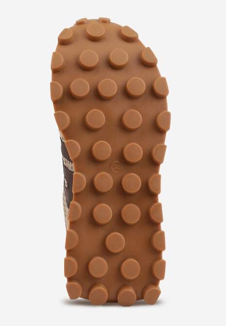 Beżowe Zamszowe Sneakersy na Platformie z Geometrycznym Wzorem Tarbelle 7