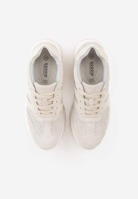 Jasnoszare Sneakersy z Zamszu Naturalnego z Ozdobnymi Paskami i Perforacją Ravinelle 6