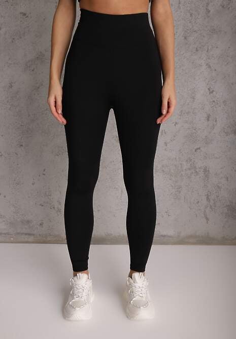 Czarne Casualowe Legginsy High Waist z Pasem Wspierającym Linię Talii Azivera 5