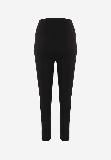 Czarne Casualowe Legginsy High Waist z Pasem Wspierającym Linię Talii Azivera 7