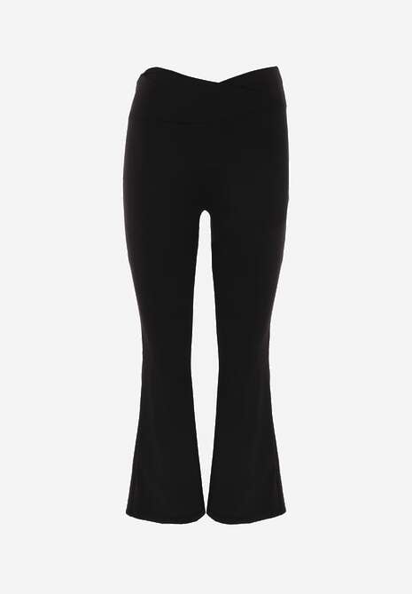 Czarne Kopertowe Legginsy Flare High Waist Azinore 6