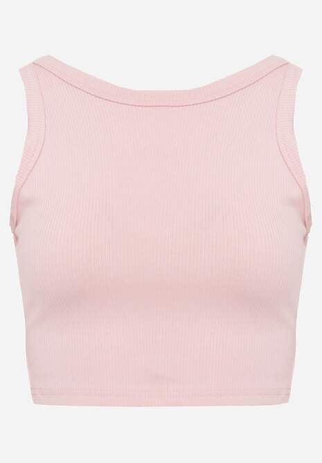 Różowy Top na Ramiączkach Basic Prążkowany Zitira 6
