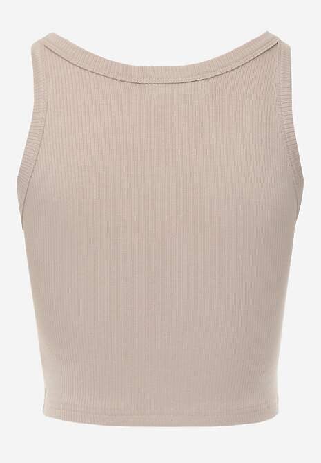 Beżowy Top na Ramiączkach Basic Prążkowany Zitira 7
