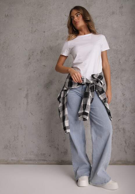 Biały T-shirt z Bawełny z Okrągłym Dekoltem Nedima 4