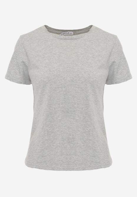 Szary T-shirt z Bawełny z Okrągłym Dekoltem Nedima 6