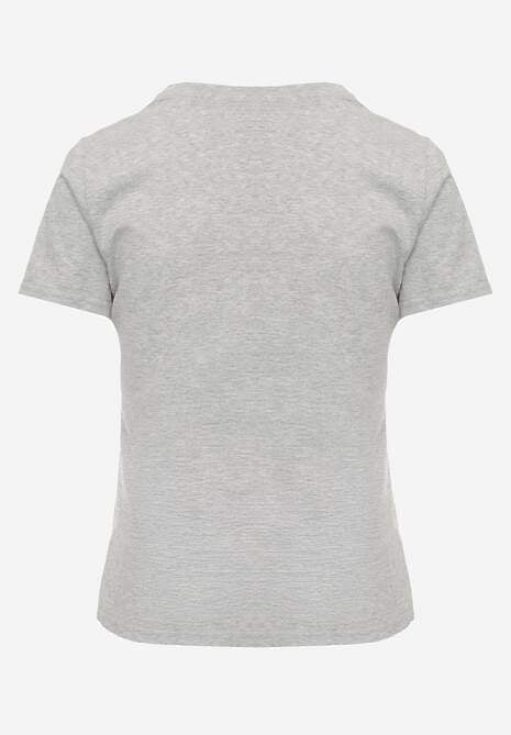 Szary T-shirt z Bawełny z Okrągłym Dekoltem Nedima 7
