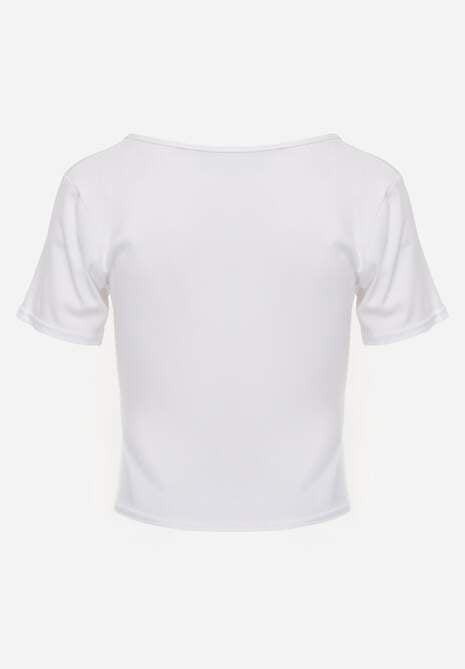 Biały Top z Bawełny Ozdobiony Guzikami przy Dekolcie Nediva 7