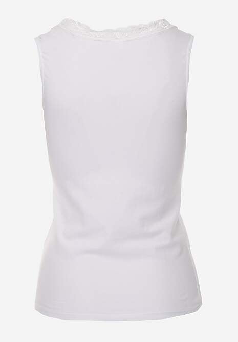Biały Bieliźniany Top z Bawełny z Siateczkową Wstawką i Koronką Beranela 7