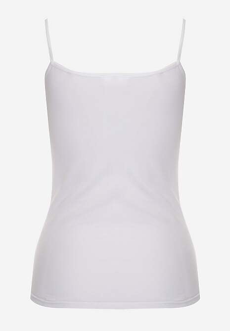 Biały Bieliźniany Top na Ramiączkach z Bawełny Zdobiony Koronką Bernelle 7