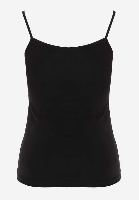 Czarny Bieliźniany Top na Ramiączkach z Bawełny Zdobiony Koronką Bernelle 7
