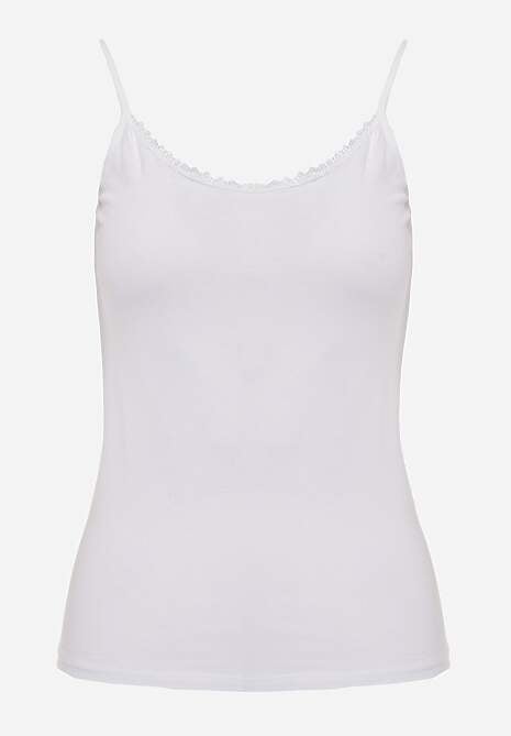 Biały Bawełniany Top Bieliźniany z Koronką przy Dekolcie Berinda 6