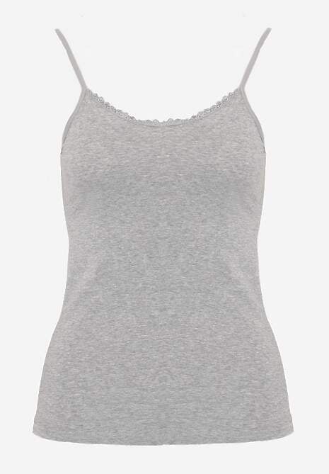 Ciemnoszary Bawełniany Top Bieliźniany z Koronką przy Dekolcie Berinda 6