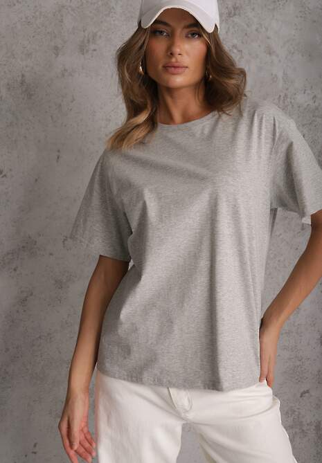 Szary Bawełniany T-shirt o Kroju Oversize Neduna 4