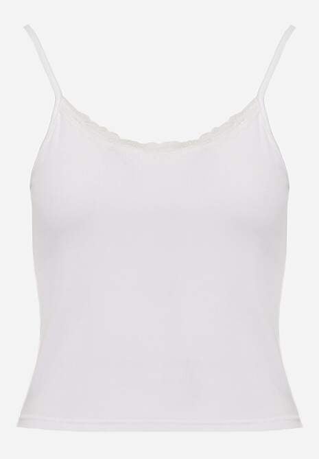 Biały Bieliźniany Top z Bawełny z Koronką na Regulowanych Ramiączkach Beralisse 6