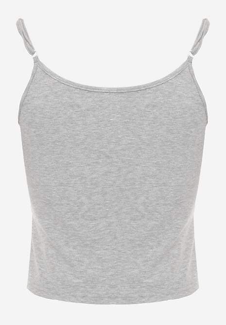 Szary Bieliźniany Top z Bawełny z Koronką na Regulowanych Ramiączkach Beralisse 7