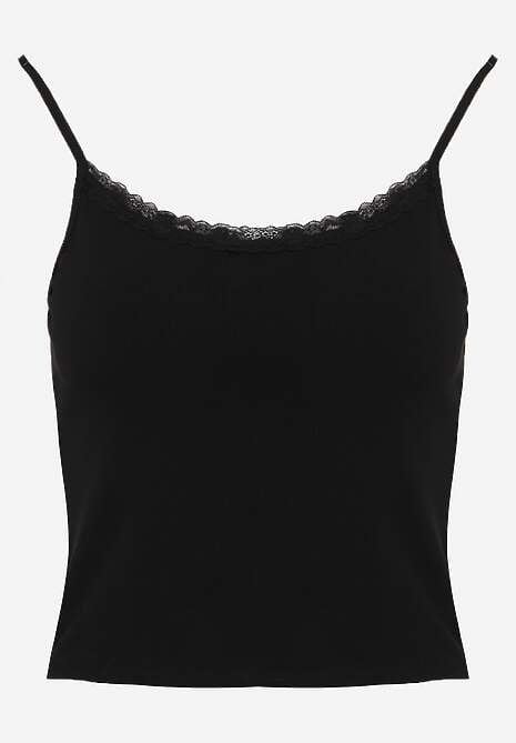 Czarny Bieliźniany Top z Bawełny z Koronką na Regulowanych Ramiączkach Beralisse 6