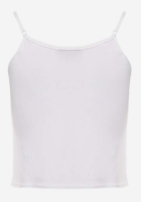 Biały Prążkowany Top na Ramiączkach z Bawełny z Guzikami Bernesa 7