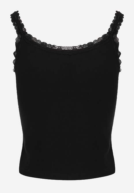 Czarny Bawełniany Top z Koronką i Guzikami przy Dekolcie Berinde 7
