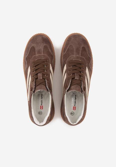 Ciemnobrązowe Sneakersy Retro Tenisówki z Naturalnego Zamszu ze Skórzaną Wkładką Beralene 6