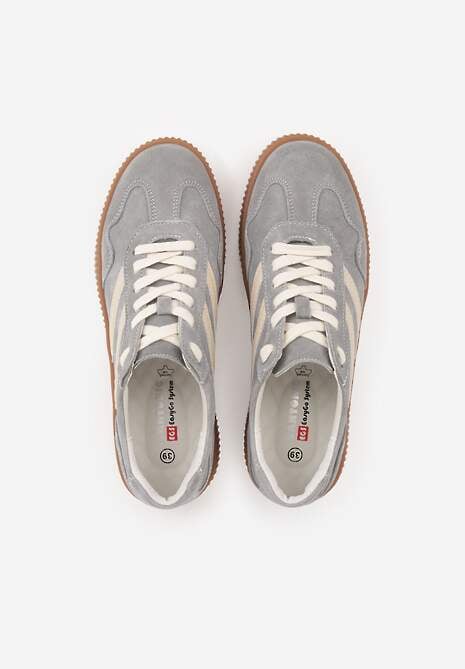 Ciemnoszare Sneakersy Retro Tenisówki z Naturalnego Zamszu ze Skórzaną Wkładką Beralene 6