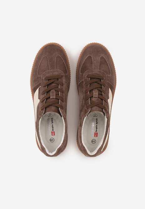 Ciemnobrązowe Sneakersy Kultowe Tenisówki z Zamszu Naturalnego ze Skórzaną Wkładką Rionae 6
