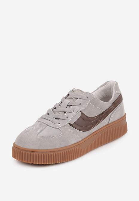 Szare Sneakersy Kultowe Tenisówki z Zamszu Naturalnego ze Skórzaną Wkładką Rionae 5