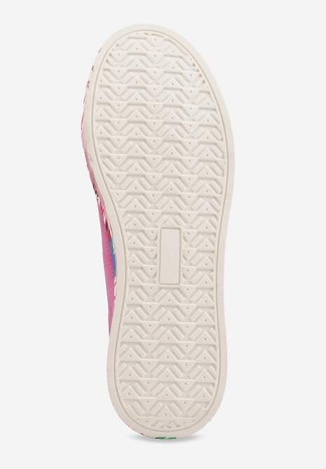 Fuksjowe Skórzane Sneakersy na Plaformie w Pióra z Perforacją Tidessa 7