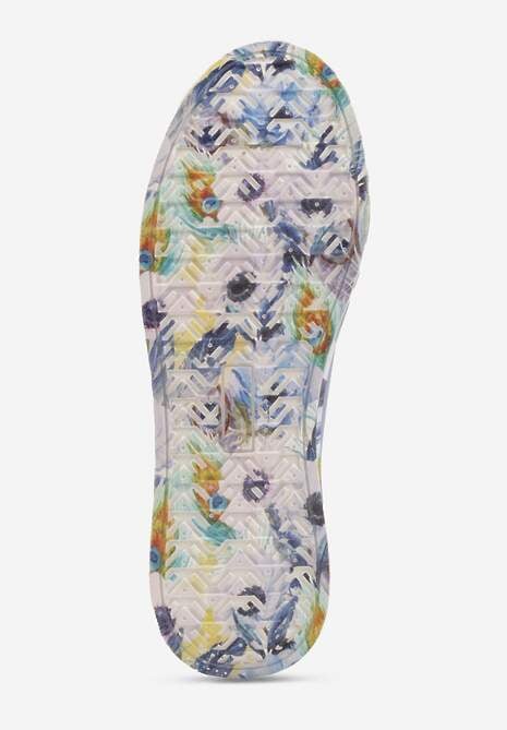 Niebieskie Skórzane Sneakersy na Plaformie w Pióra z Perforacją Tidessa 7