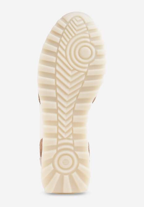 Beżowo-Złote Sneakersy ze Skórzaną Wkładką Ozdobione Metaliczną Aplikacją Tidina 7