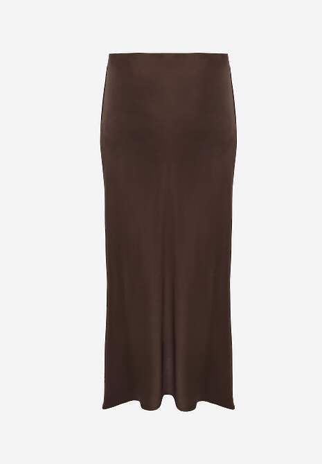 Brązowa Satynowa Spódnica Maxi High Waist Formia 7