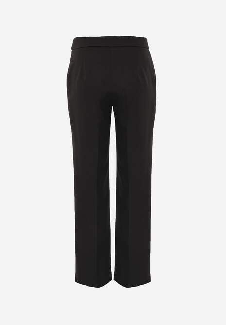 Czarne Spodnie Garniturowe na Kant VICES Zdobione Zapięciem z Klamrą Azisore 7