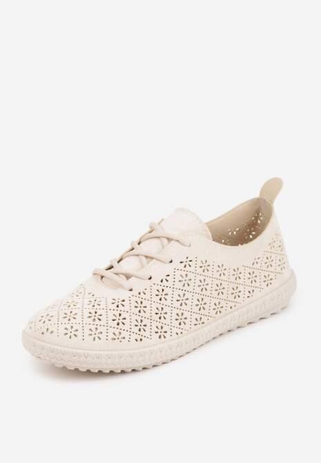 Beżowe Ażurowe Tenisówki w Stylu Boho Tidira 5