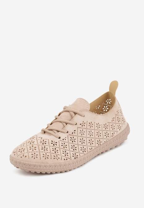 Ciemnobeżowe Ażurowe Tenisówki w Stylu Boho Tidira 5